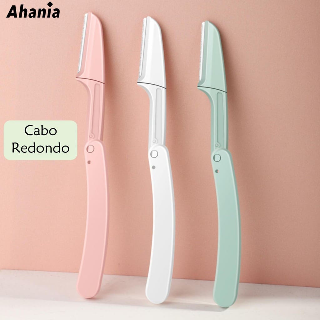 Kit de 3 Navalhas De Sobrancelhas e Rosto Dobrável com Estojo de Plastico Aparador De Sobrancelhas Depilação Facial
